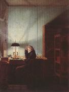 Georg Friedrich Kersting Man Reading by Lamplight (mk22) oil on canvas
